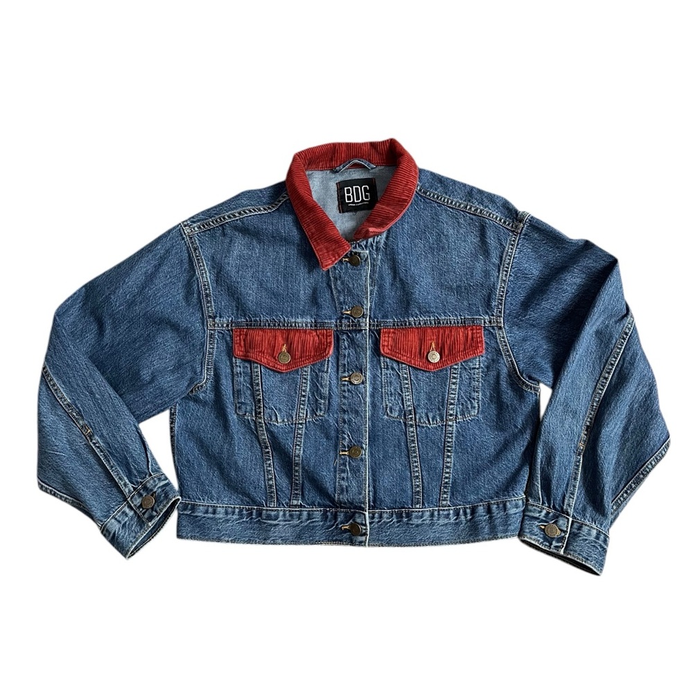 BDG Urban Outfitters Denim Jacket Crop Knit Back check measurements for size - Picture 2 of 9